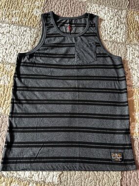 Rumors Youth Gray & Black Striped Tank Top with Pocket Youth XL